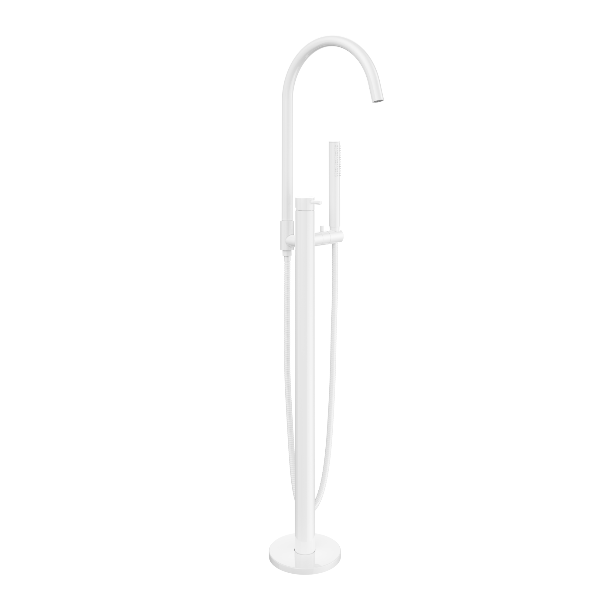 Elysian Floor Mounted Bath Filler with Hand Shower - White