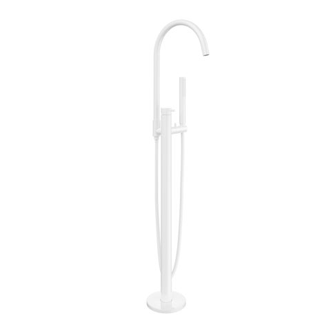 Elysian Floor Mounted Bath Filler with Hand Shower - White