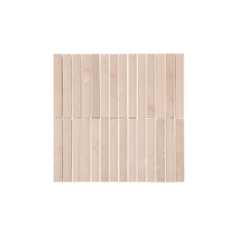 Nishi Inverted Finger Mosaic Tile - Almond