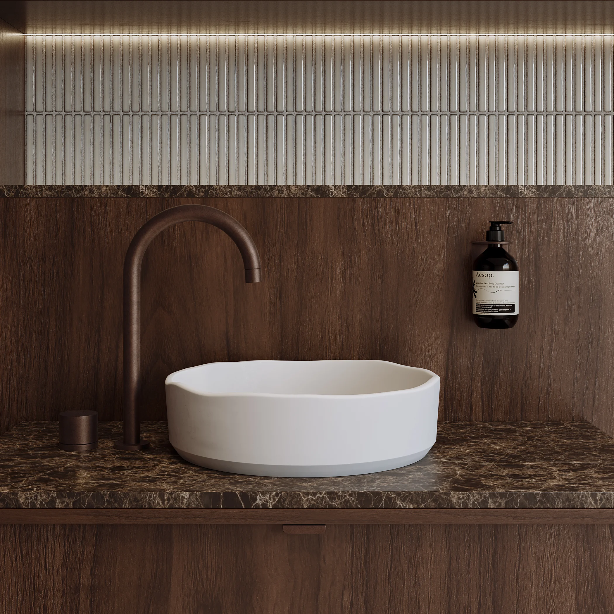 Emperador Stone View02 V1 Sink Bronze