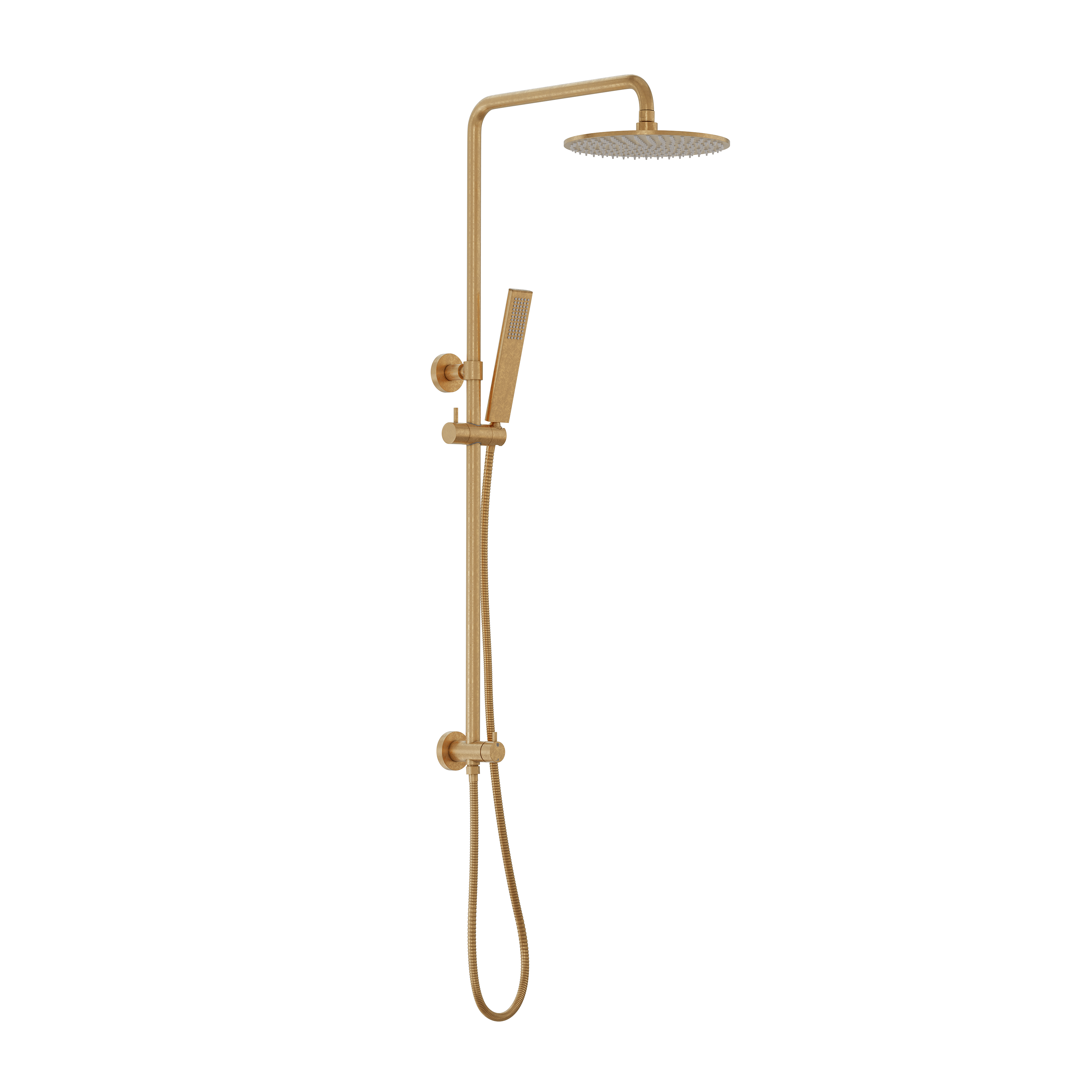Finley Shower Rail Set - Tumbled Aged Brass