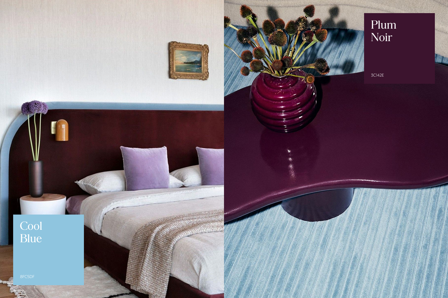 Interior Decoration Colour Combinations Cool Blue Plum Noir