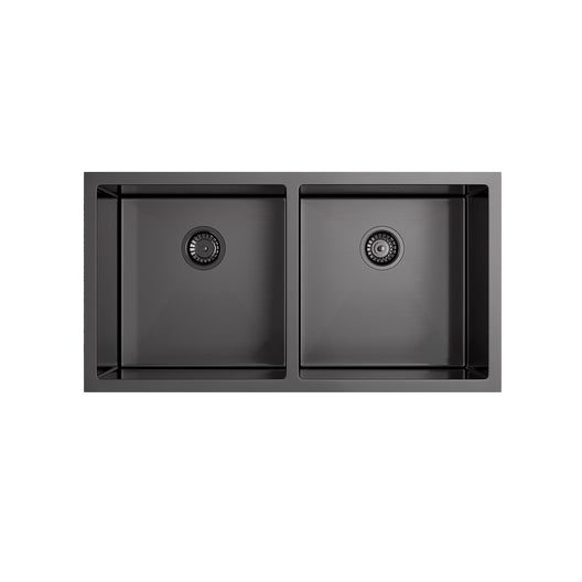 Zalo - Kitchen Sink Double 855mm - Brushed Gunmetal (Overflow)