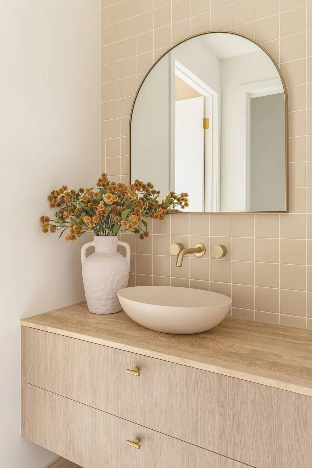 Brass-Tapware-Powder-Room-Beige-Neutral-Almond-Basin