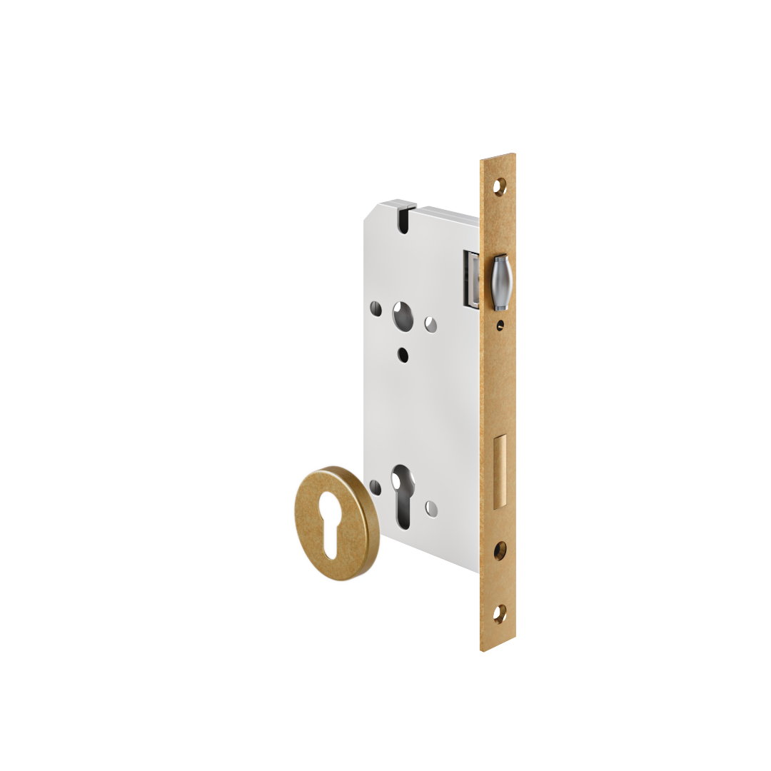 Roller Mortise Lock - 60mm Backset - Antique Aurum