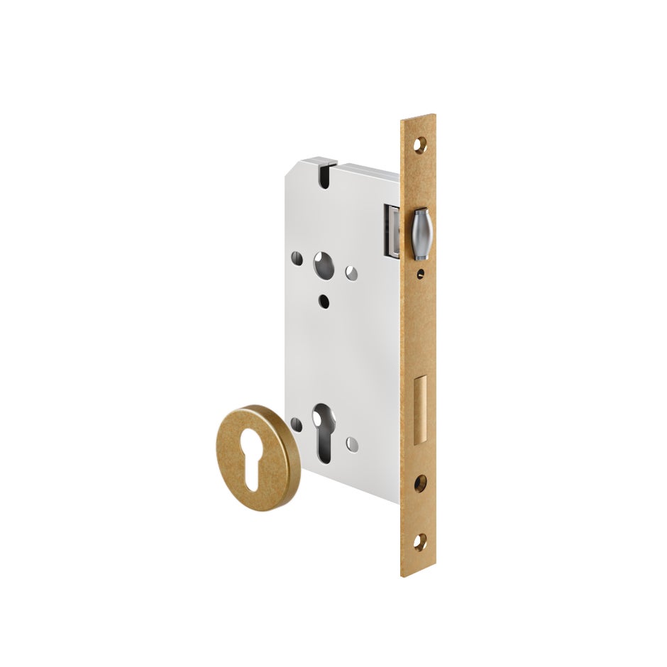 Roller Mortise Lock - 60mm Backset - Antique Aurum