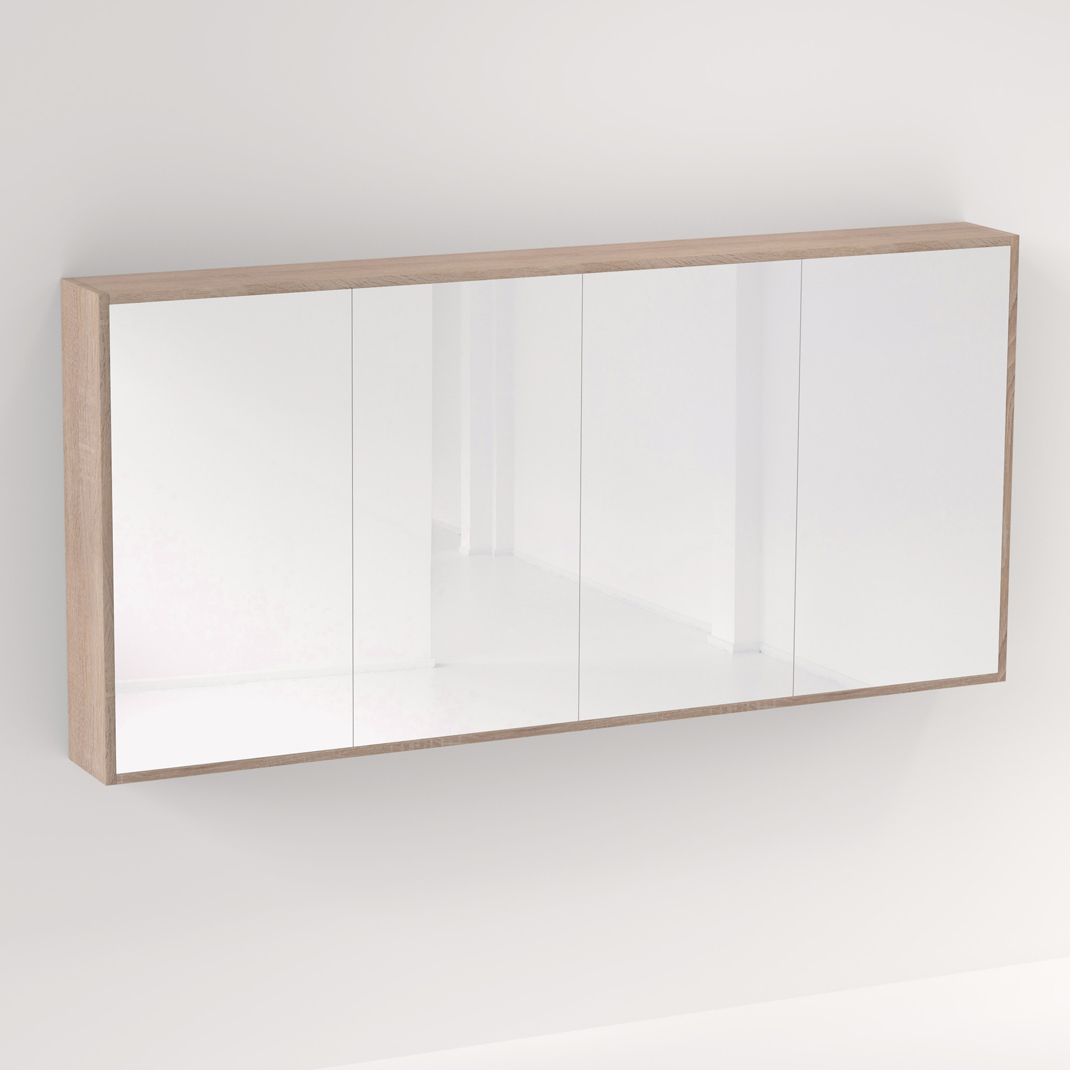 Myra 4 Door Mirror Cabinet 1692mm - White Ash Oak