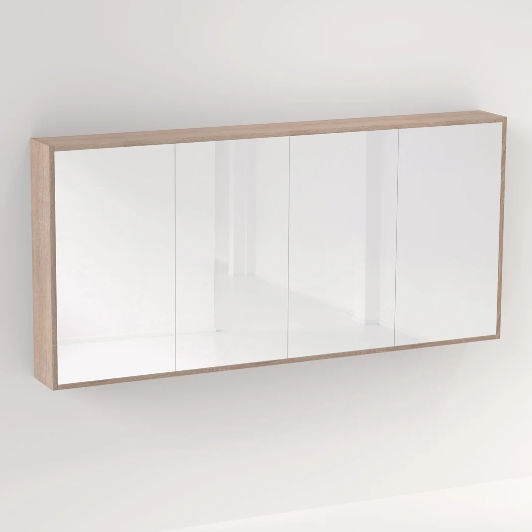 Myra 4 Door Mirror Cabinet 1692mm - White Ash Oak - Feature