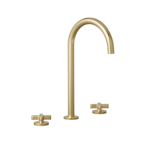 Cross Assembly Bench Mounted Set - Brushed Brass