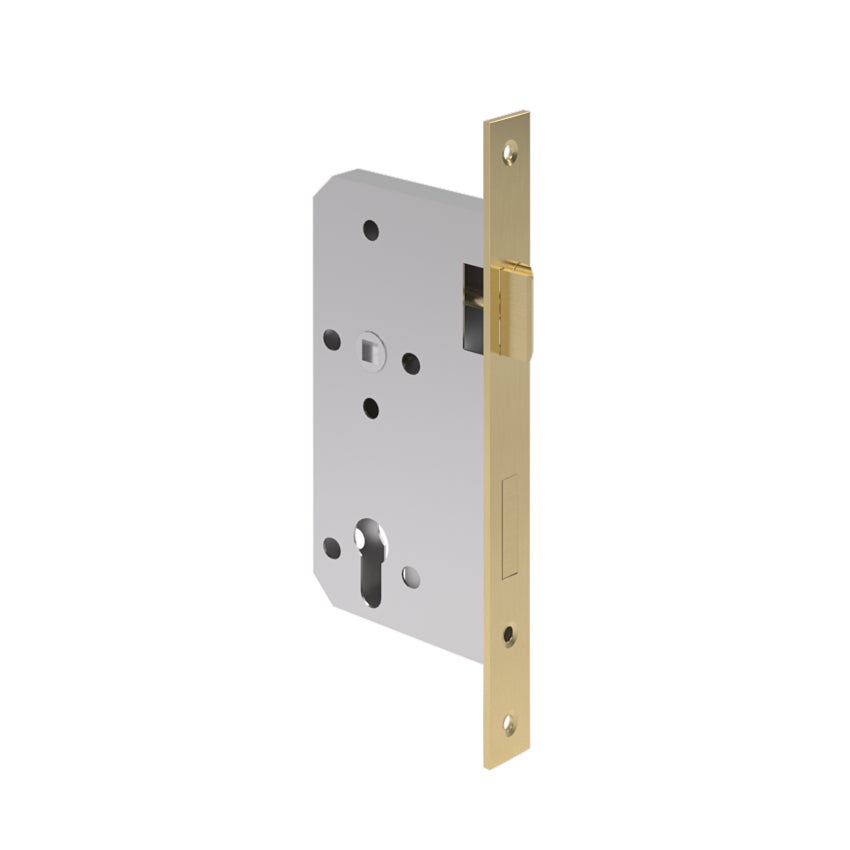Entry Door Handle Mortice Lock - 60mm Backset - Brushed Brass