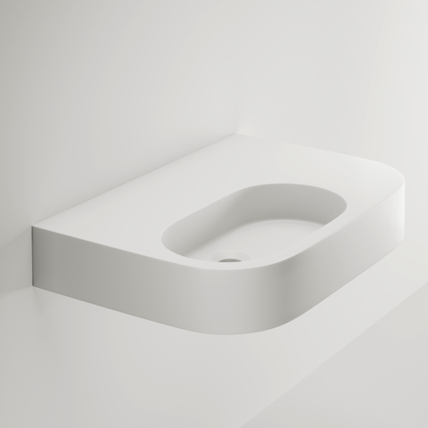 Aliro Accessible Wall-Hung Basin - Right Shelf - Gloss White