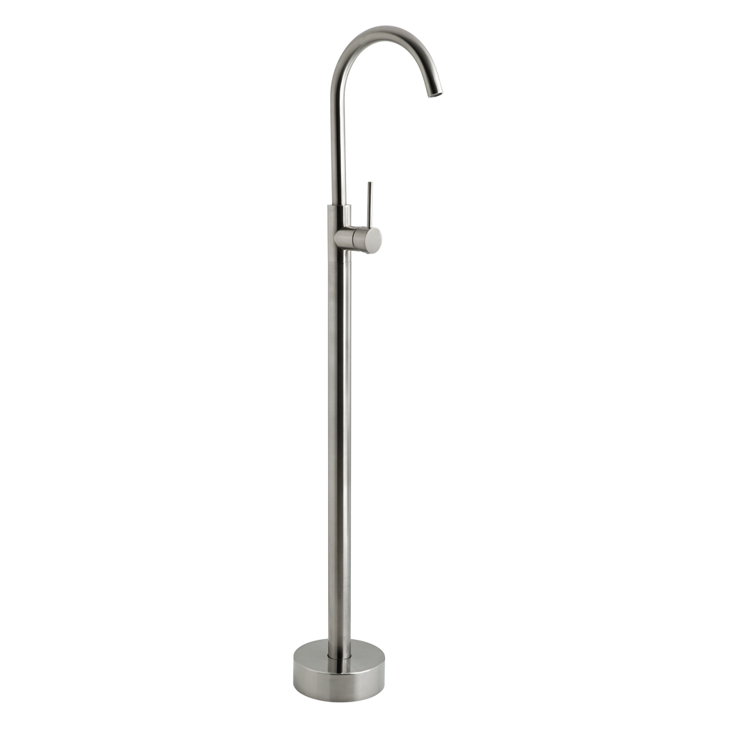 Elysian Floor Mounted Basin/Bath Filler with Mixer - Brushed Nickel