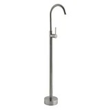 Elysian Floor Mounted Basin Bath Filler with Mixer - Brushed Nickel - Feature