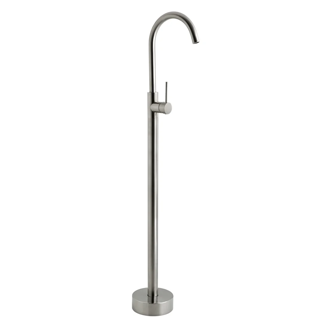 Elysian Floor Mounted Basin Bath Filler with Mixer - Brushed Nickel - Feature