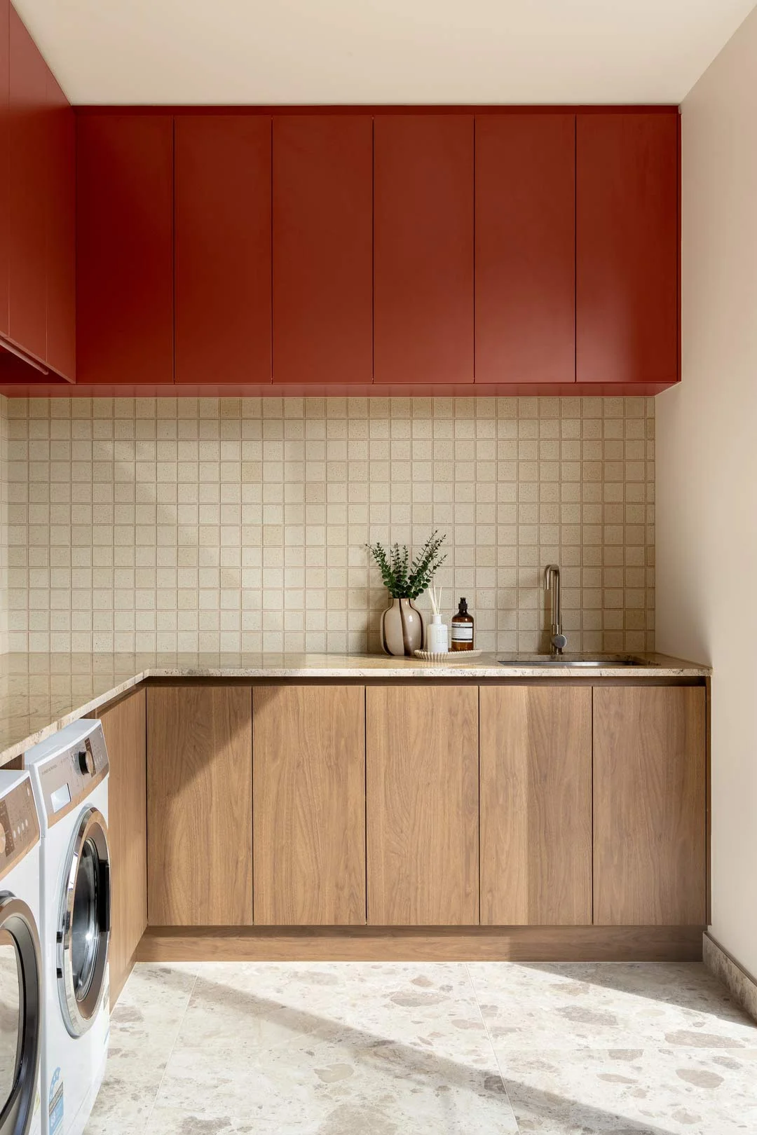 festive-season-home-renovation-red-cabintery-laundry-interior