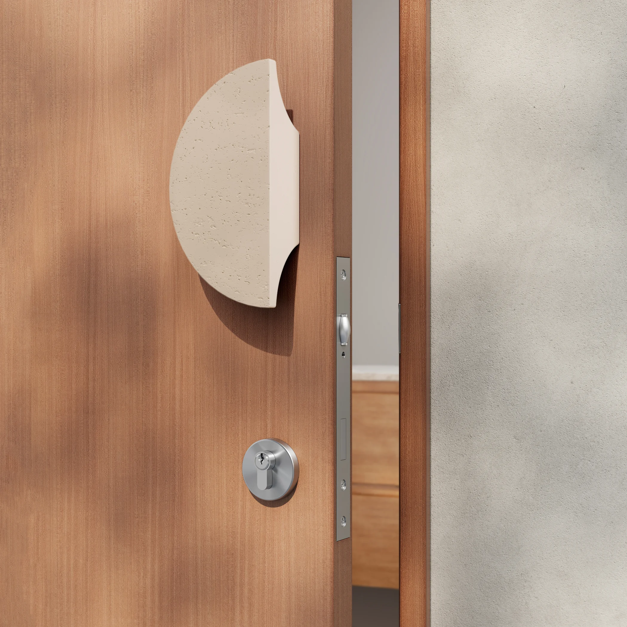 Atelis Concrete Half Moon Entry Door Pull Almond V1jpg