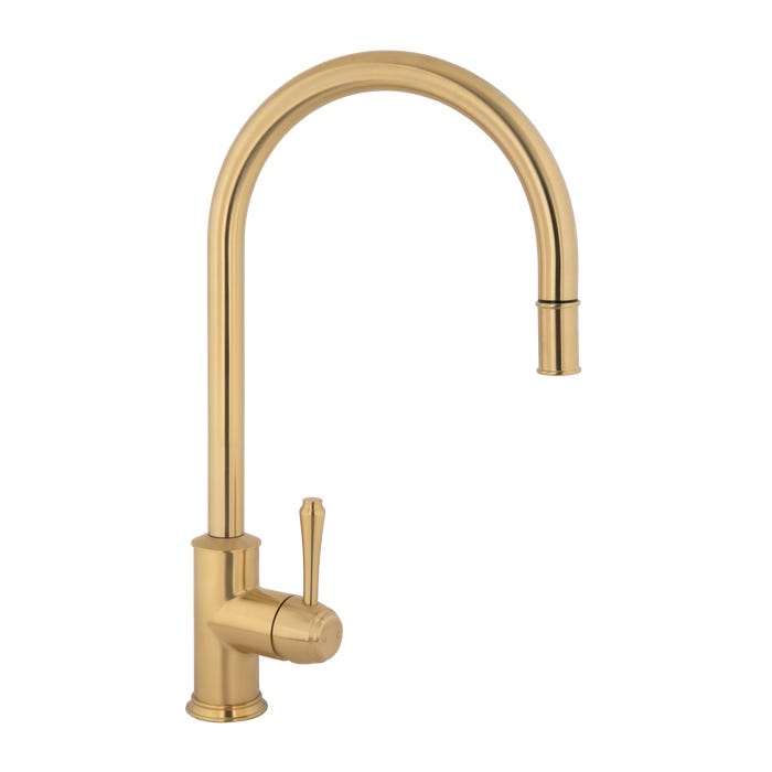 Kingsley Commercial Pull-Out Kitchen Mixer – Brushed Brass