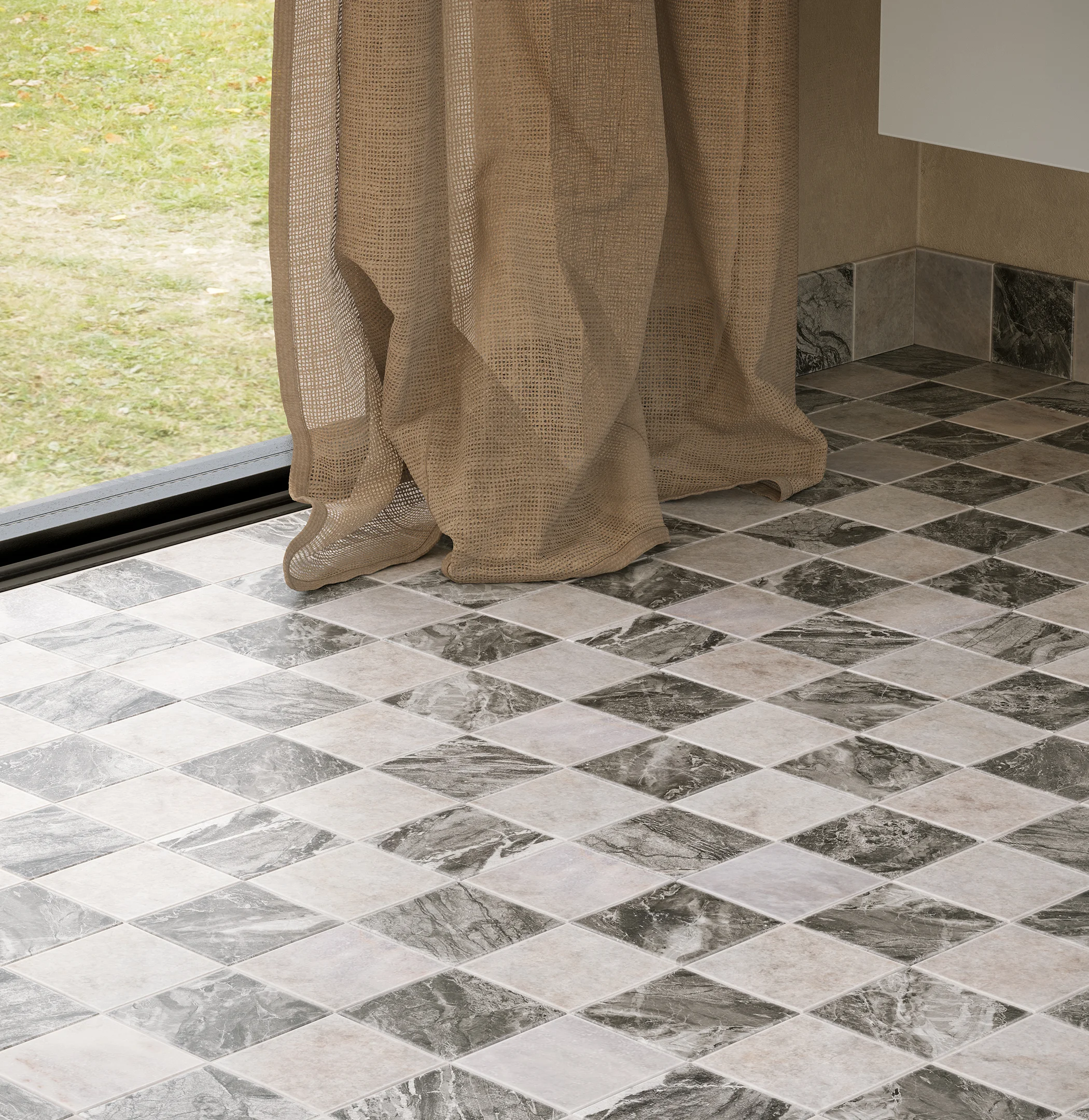 Mona Mirror cabinets Zuri Round Undercounter Basin Milani Tap Hakkari Tiles View03