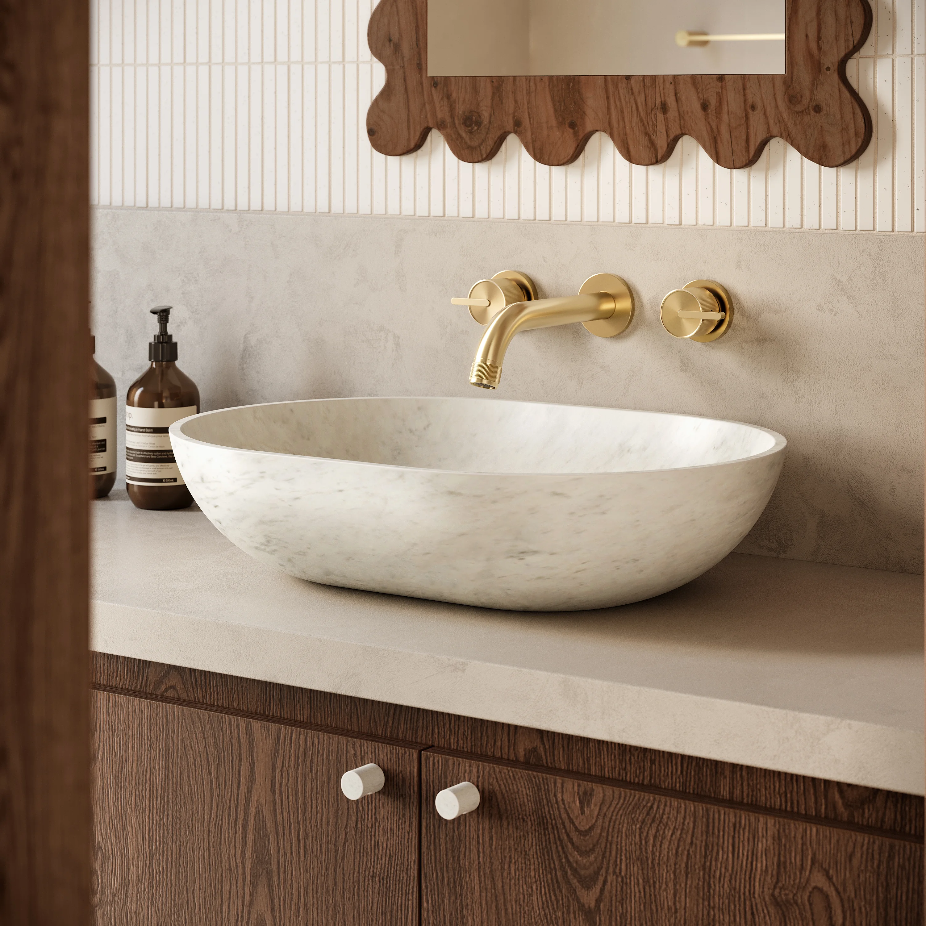 Pedra%20Small%20Knob%2020mm V2 Carrara%20Marble