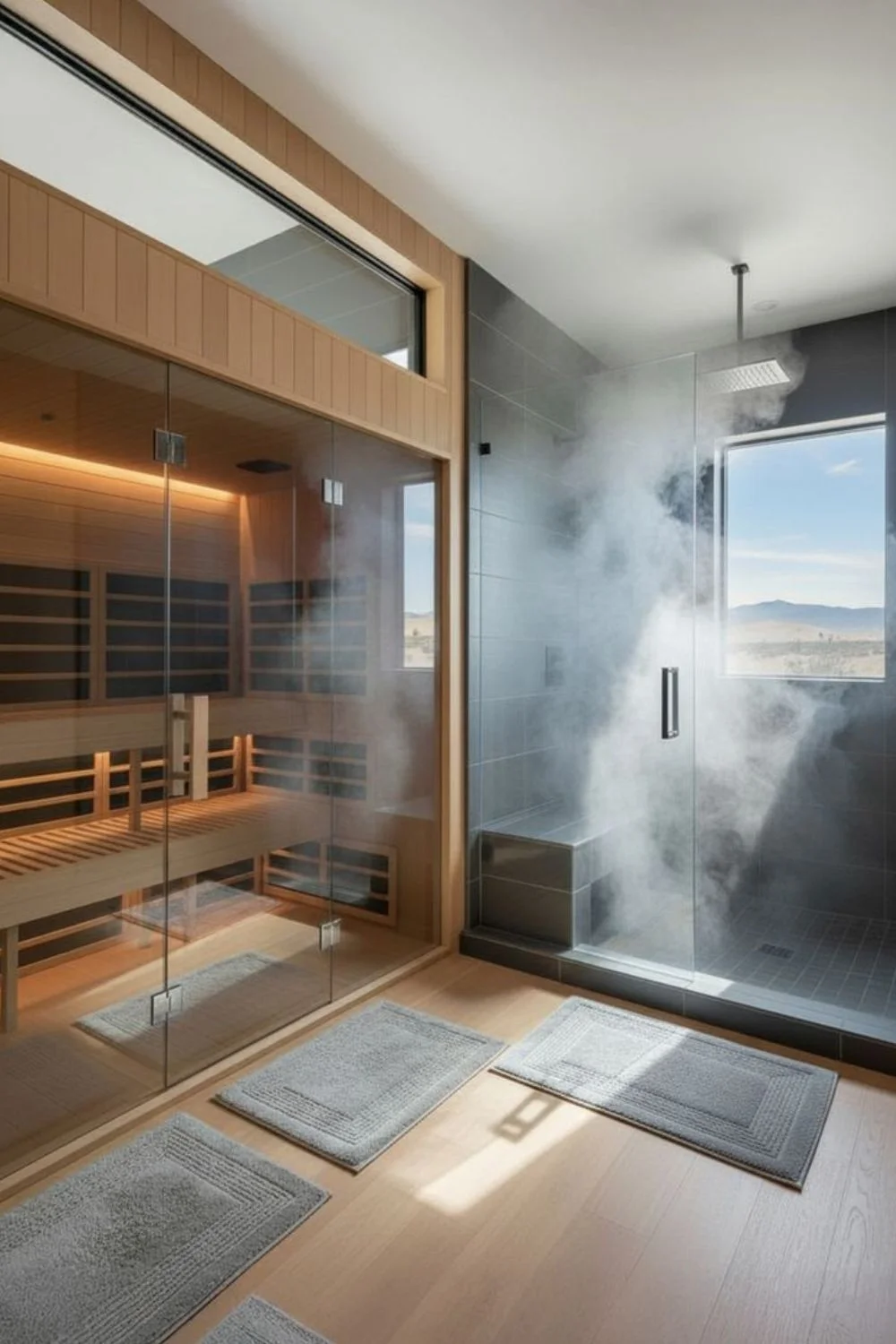 Home Gym Indoor Sauna Wellness Area Steam Room View 
