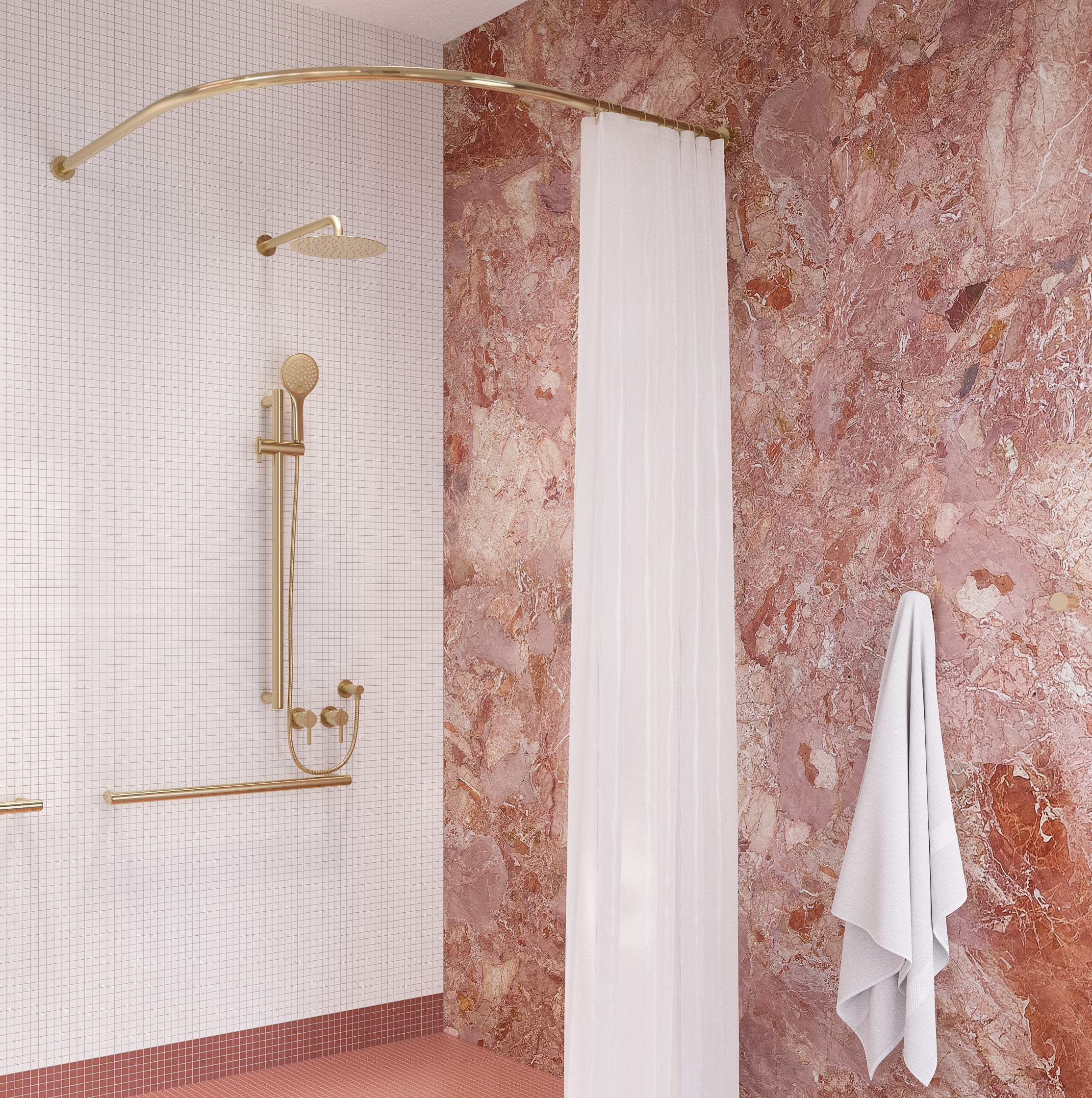 Aliro Accessible Shower Grab Rail Set - Brushed Brass | ABI Interiors