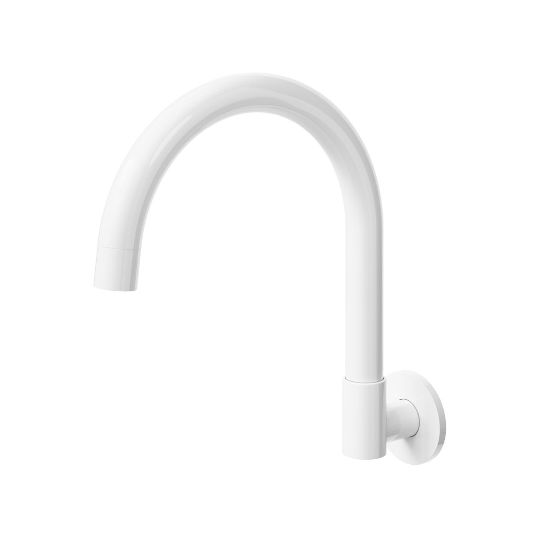 Gooseneck Swivel Wall Mounted Spout - White