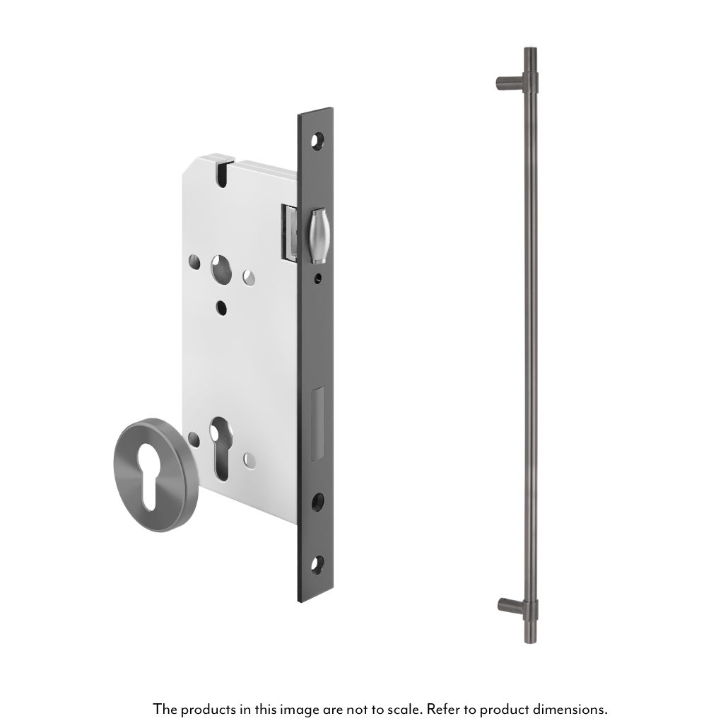 Modi Adjustable Entry Door Pull & Lock Set 900mm - Brushed Gunmetal