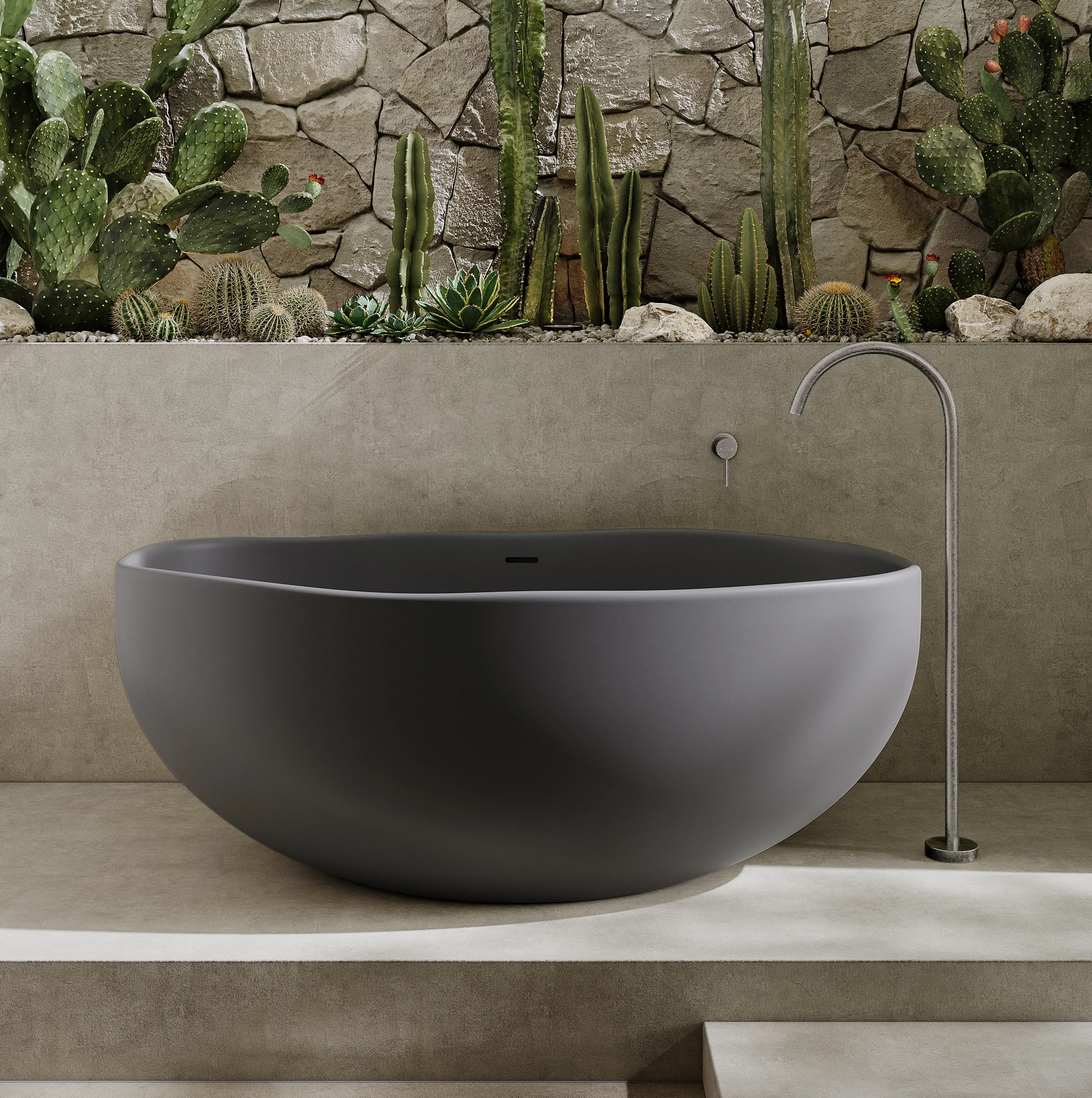 Melia%20Concrete%20Bath%20Sola%20Bath%20Filler Insetting FullShot GreyBath AntiqueSteel