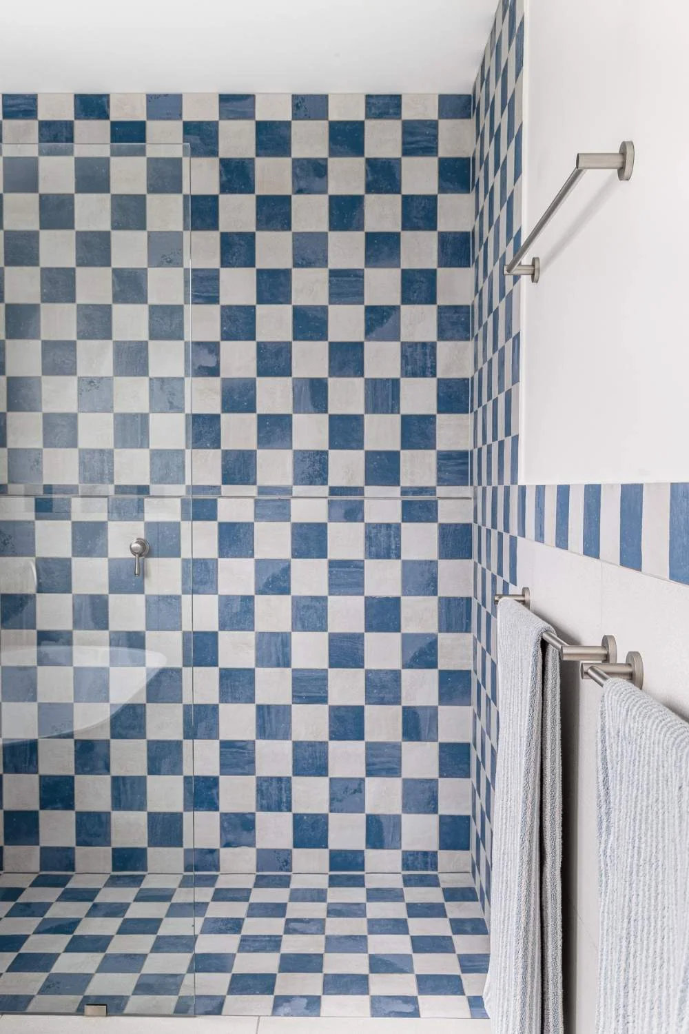 Bathroom Tiles Ideas Blue Checkerboard Shower