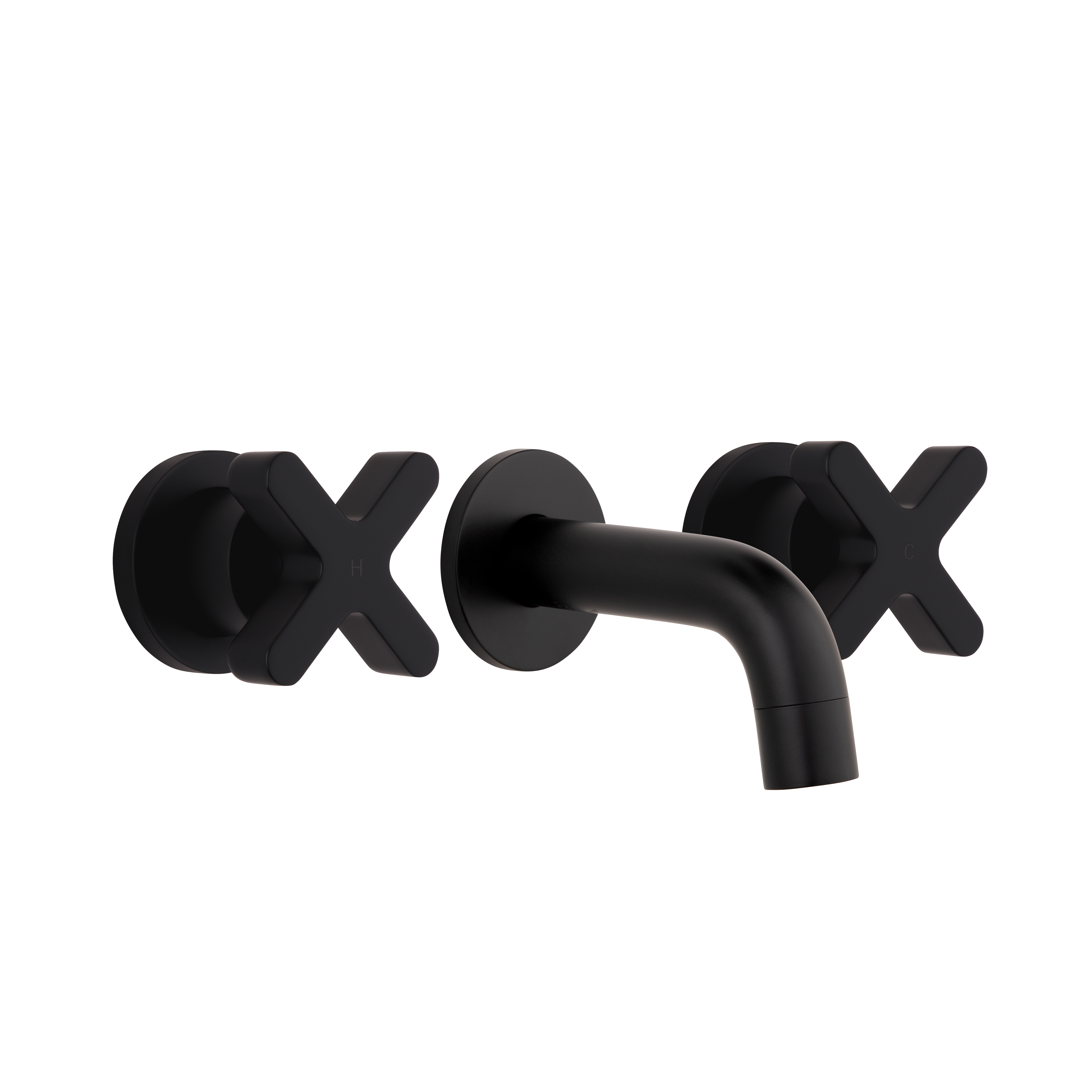 Cross Assembly Taps & Mini Spout Set - Matte Black