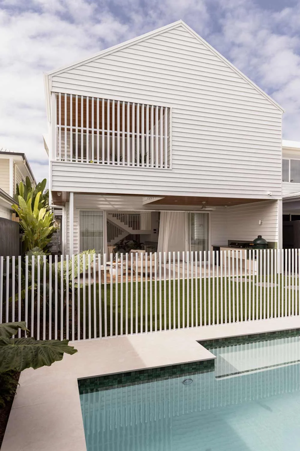 Happy-Haus-Modern-Interior-Design-Open-Plan-Living-Backyard-Pitched-house-White-Cladding-Pool