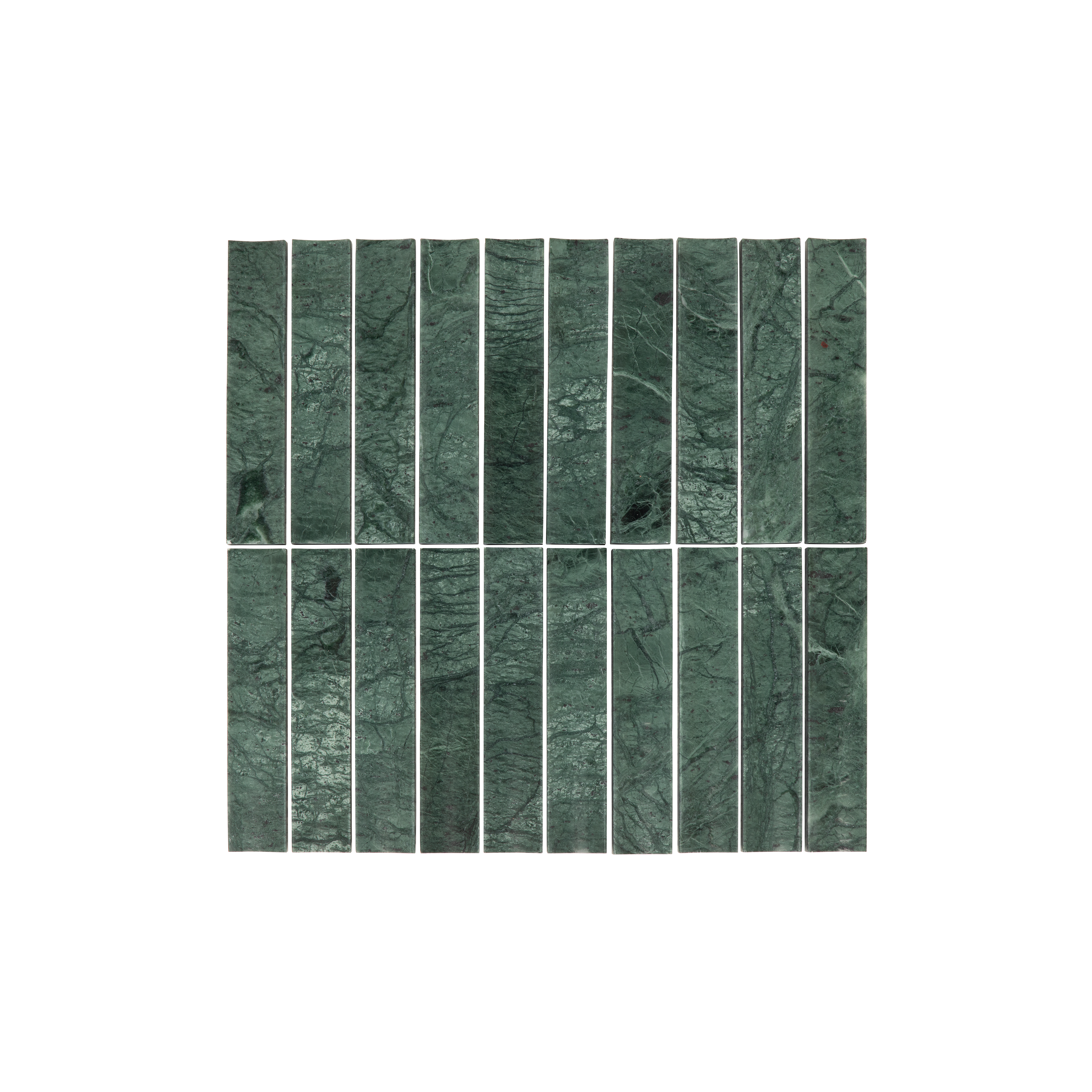 Saroma Natural Stone Inverted Finger Mosaic Tile - Green Marble