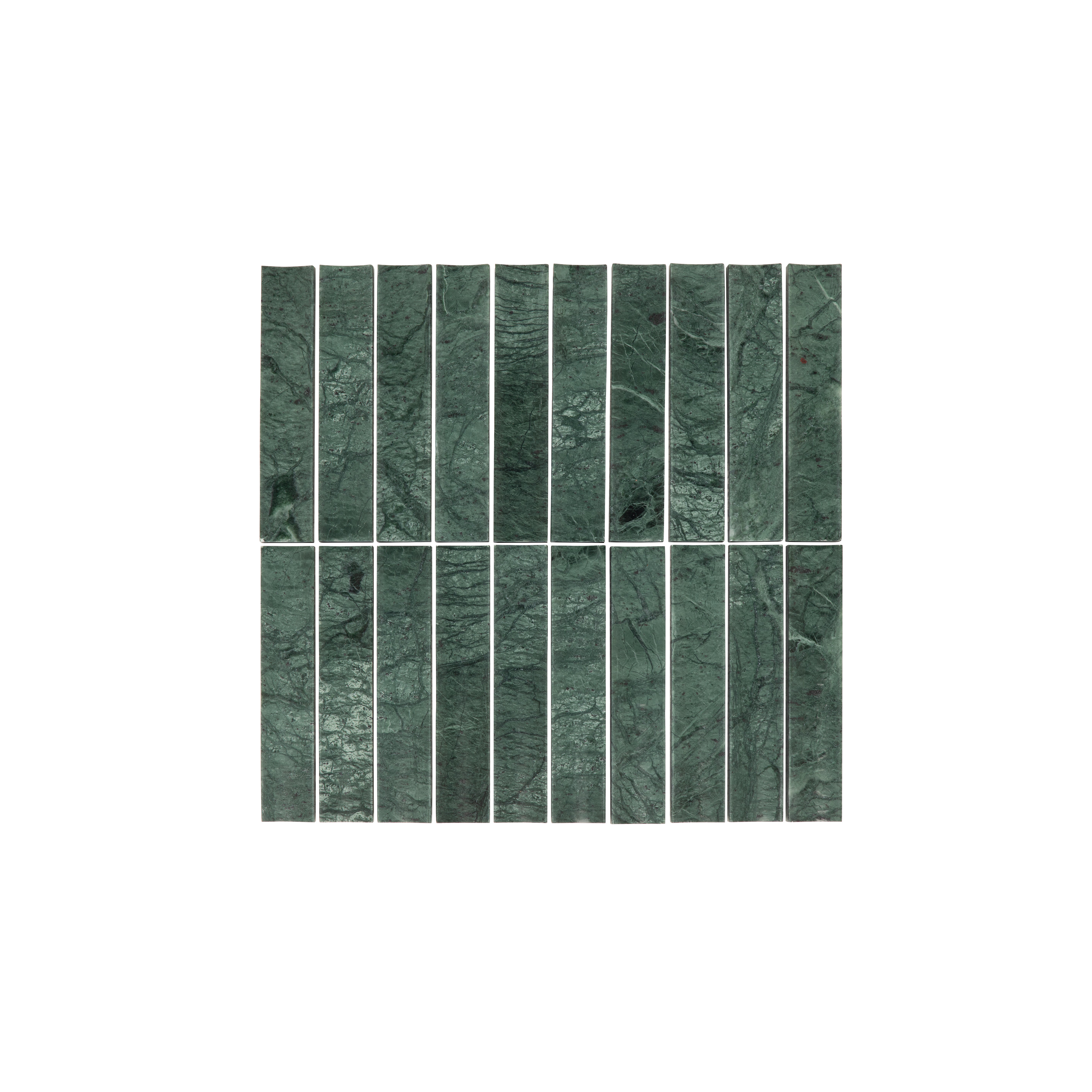 Saroma Natural Stone Inverted Finger Mosaic Tile - Green Marble
