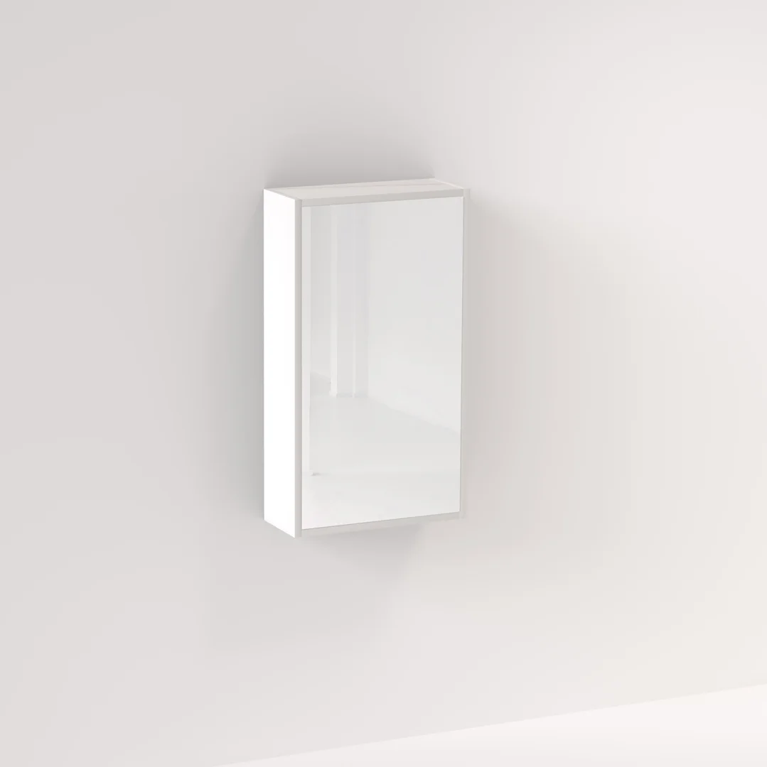 Myra 1 Door Mirror Cabinet 450mm - Matte White 2PAC - Feature