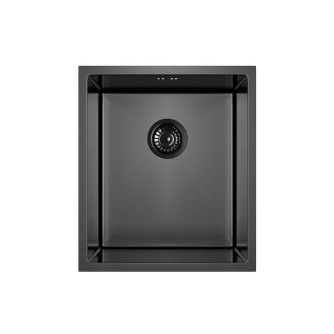Ohelu Single Sink 380mm - Brushed Gunmetal (Overflow)