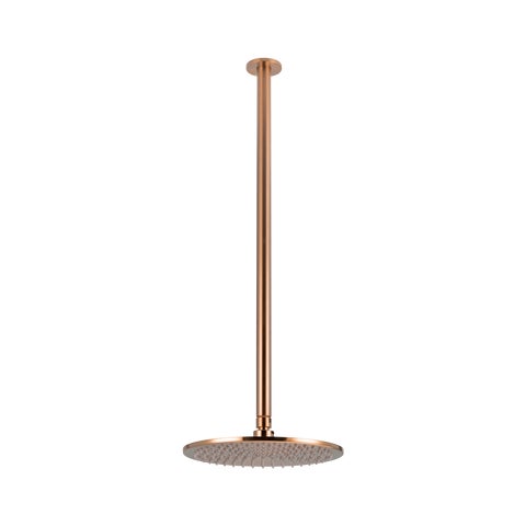 Shower Dropper Extended Round 600mm & Head Set - Brushed Copper
