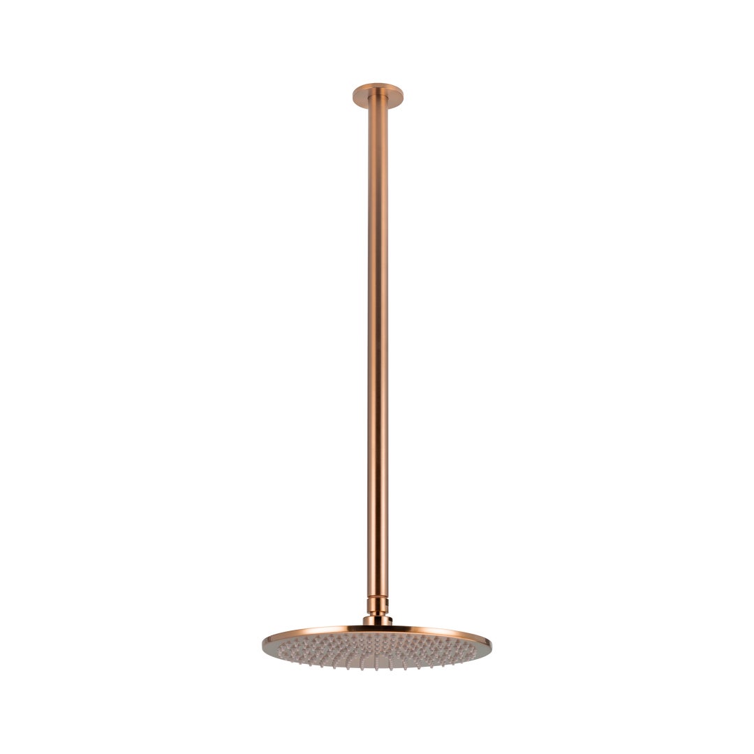 Shower Dropper Extended Round 600mm & Head Set - Brushed Copper