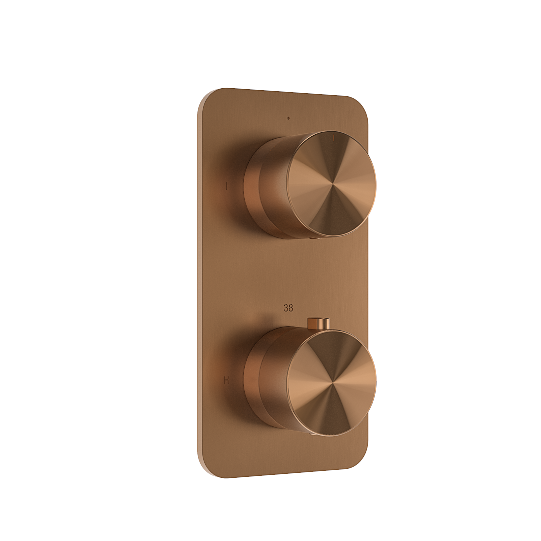 Milani Thermostatic Shower Mixer - Double Function - Brushed Copper