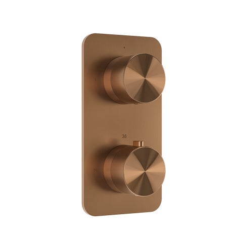 Milani Thermostatic Shower Mixer - Double Function - Brushed Copper