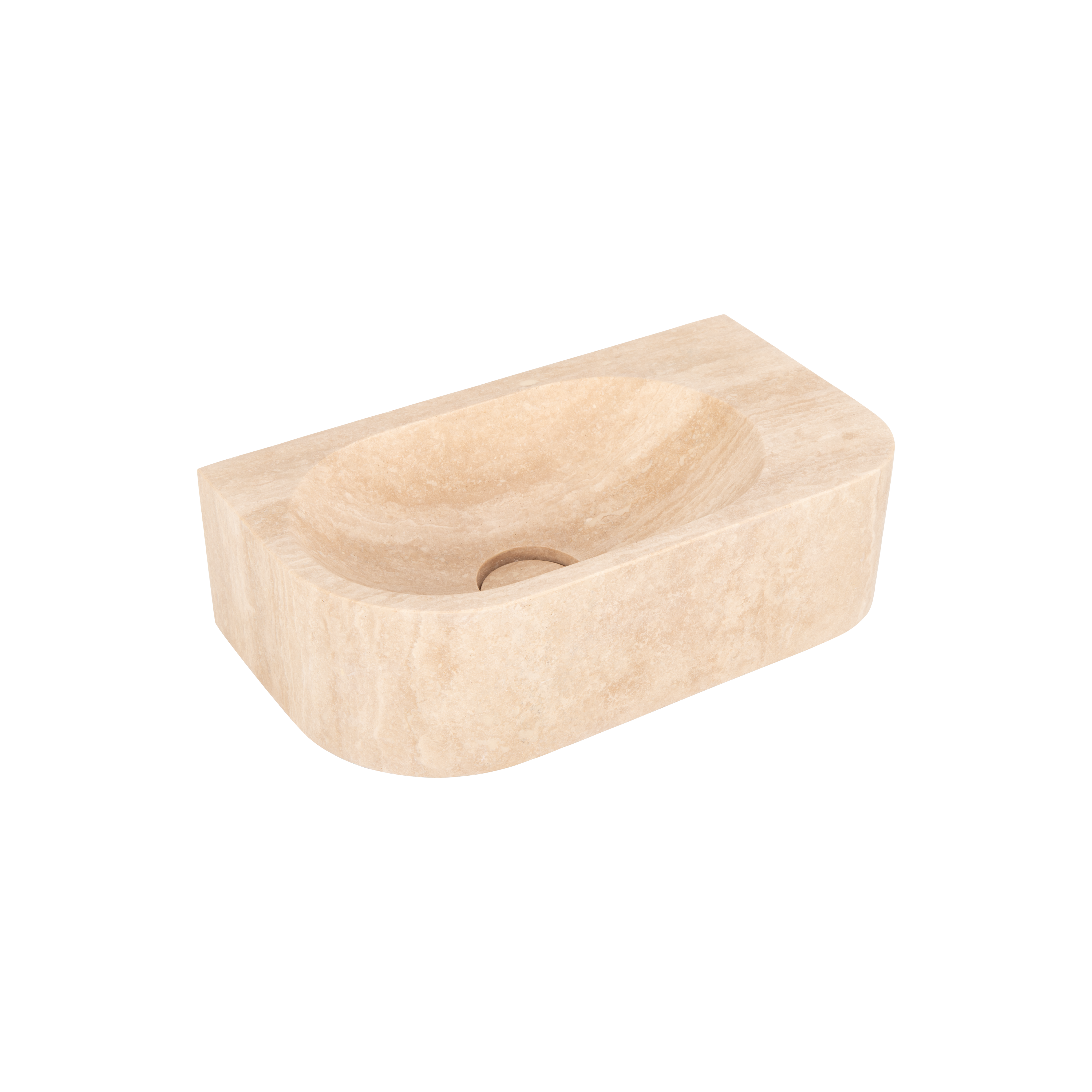 Pedra Wall-Hung Basin 400mm - Beige Travertine