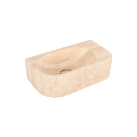 Pedra Wall-Hung Basin 400mm - Beige Travertine