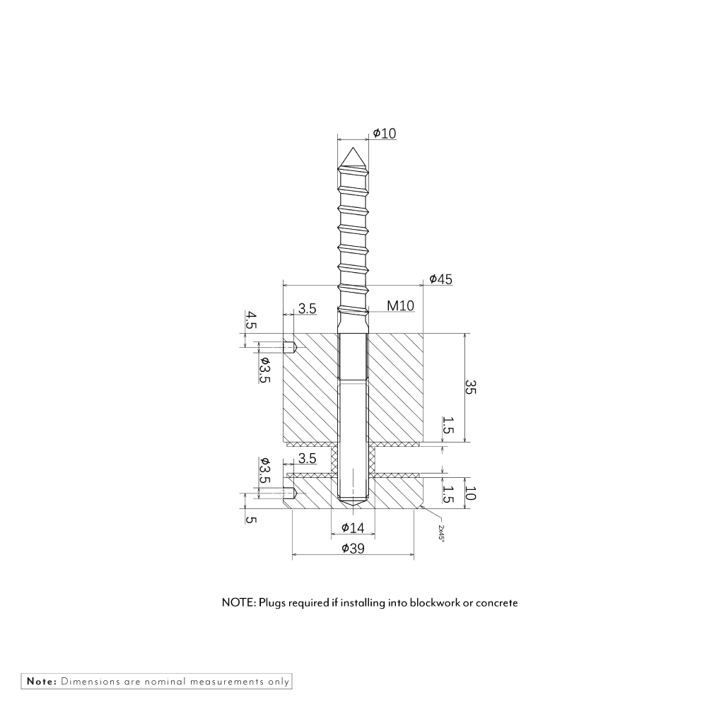 Kenley Glass Standoff Specifications