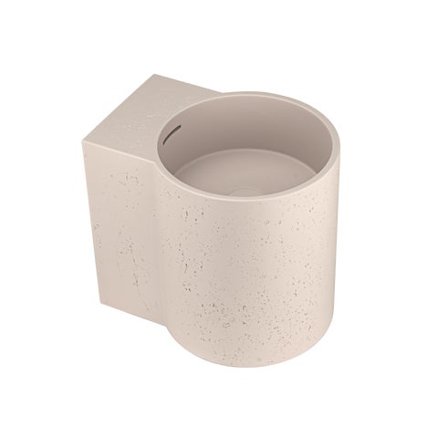 Atelis Cylinder Wall-Hung Concrete Basin (Overflow) - Almond
