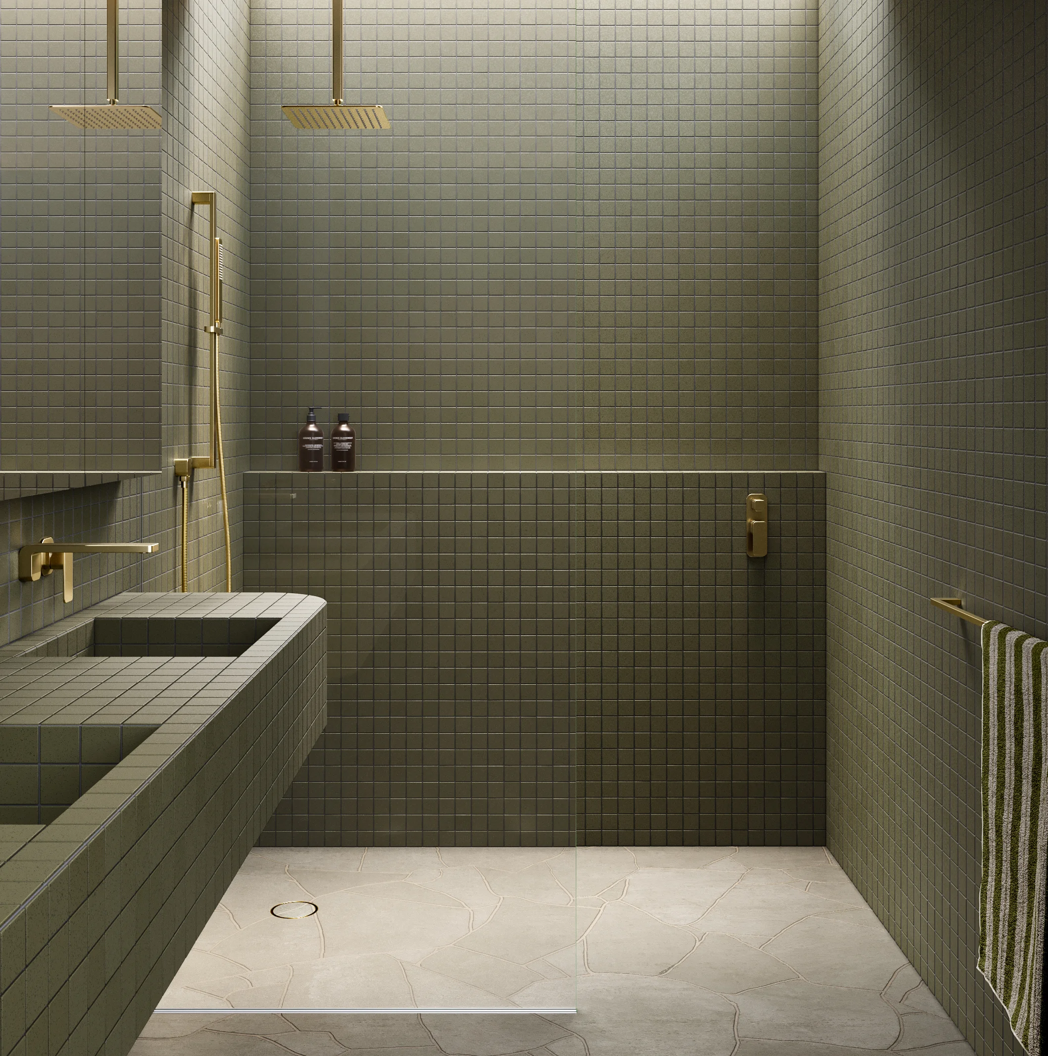 Shower Full%20Shot NESSO Shower%20Dropper-Towel%20Rail with%20towel BB