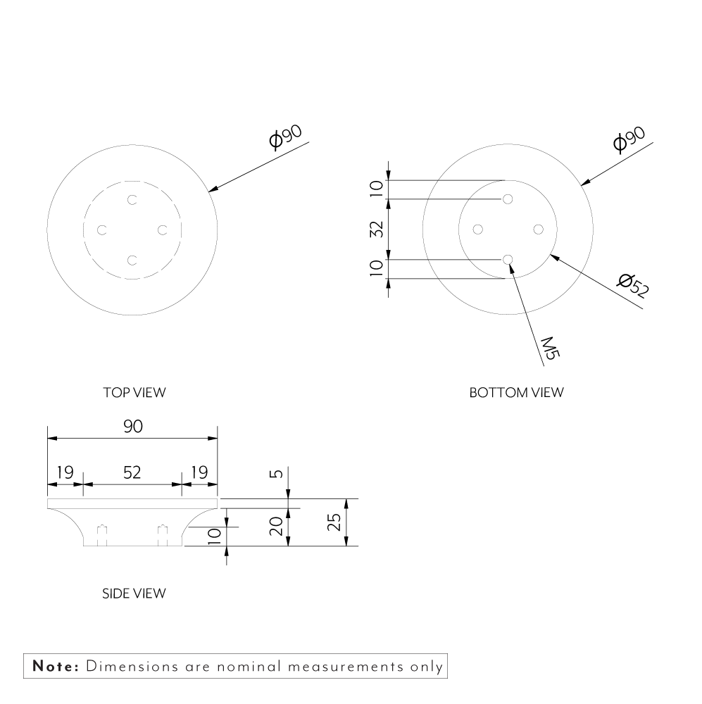 Hegman Round Pull 90mm - Specifications 1