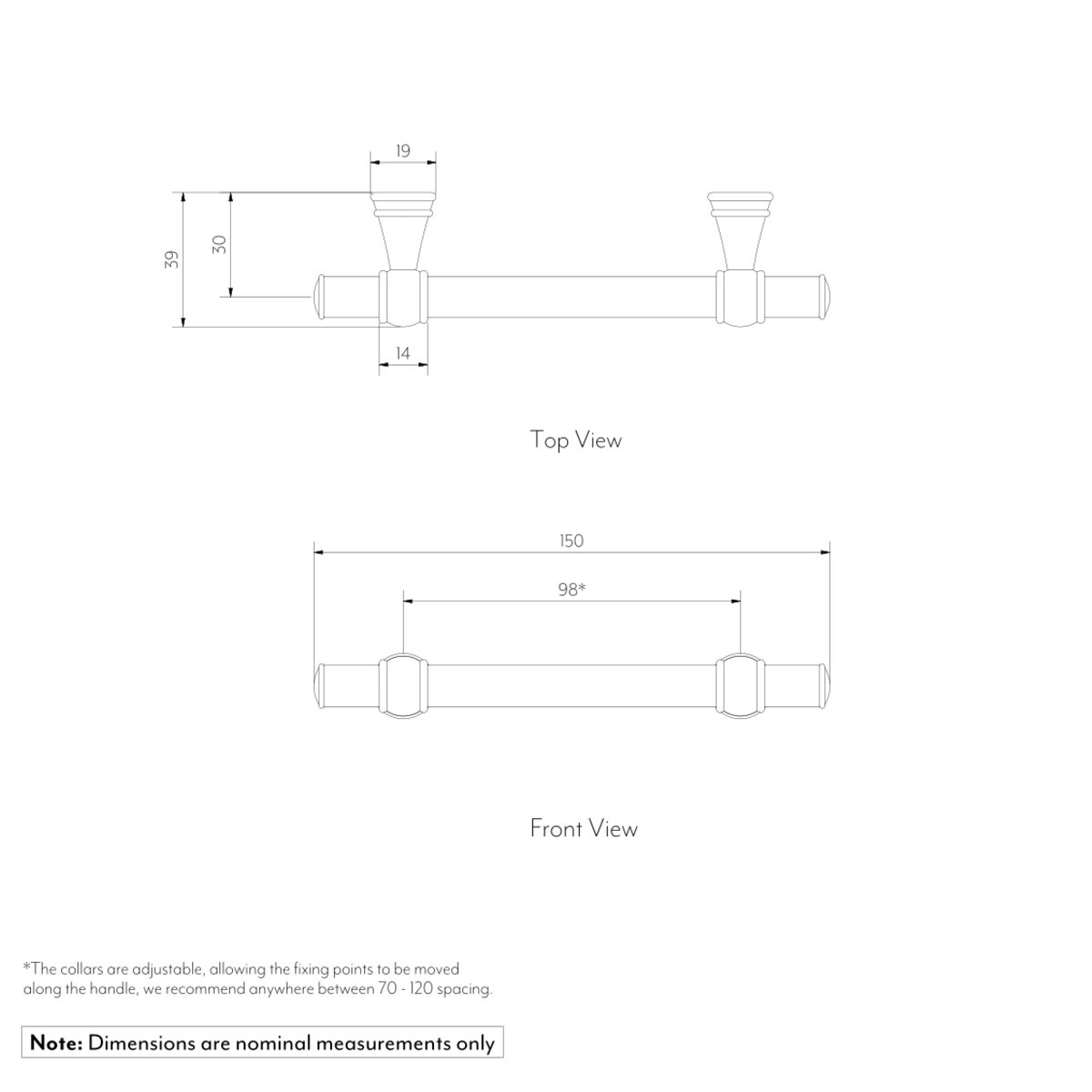 150 Kinglsey Adjustable Cabinetry Pull GALLERY SPEC-01