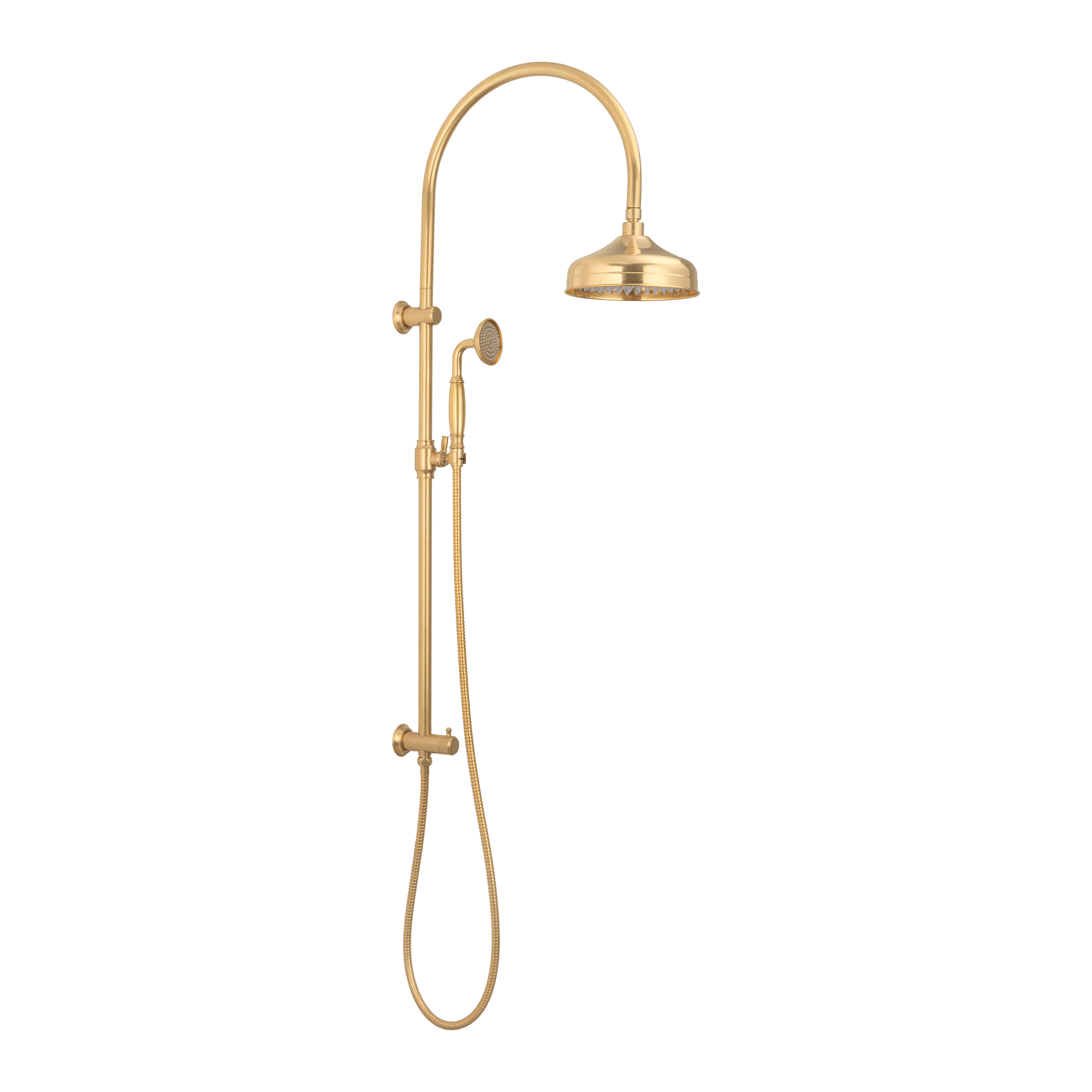 Kingsley Shower Rail Set – Tumbled Aged Brass