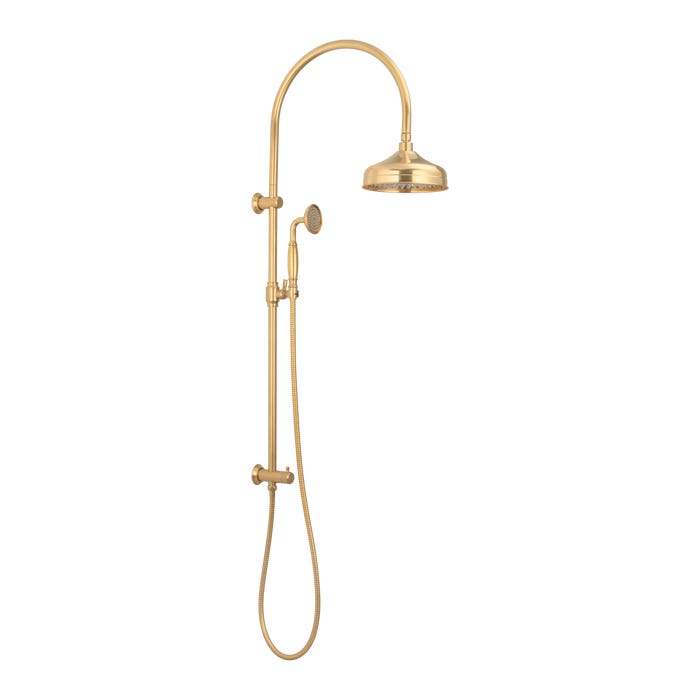 Kingsley Shower Rail Set – Tumbled Aged Brass