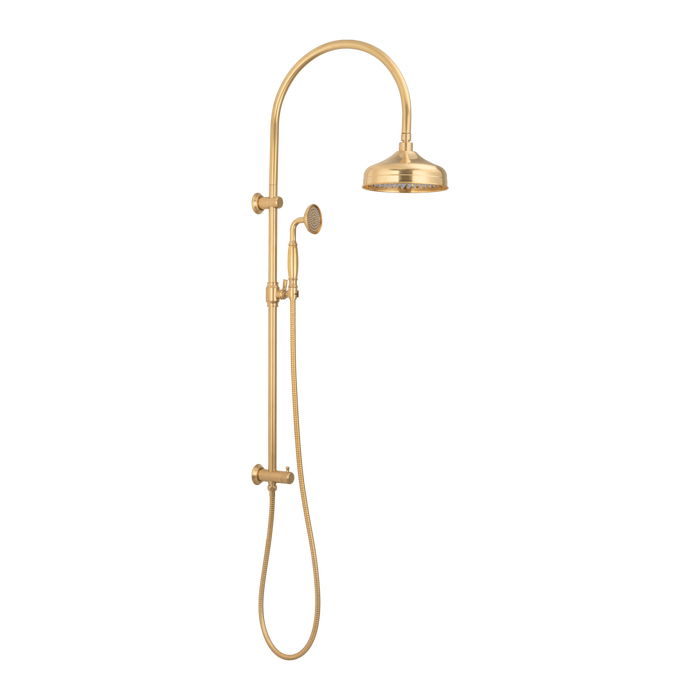 Kingsley Shower Rail Set – Tumbled Aged Brass