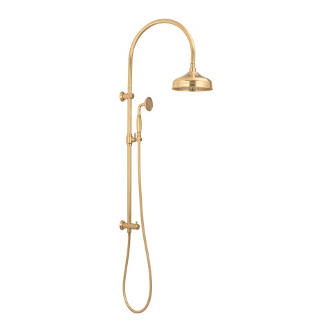 Kingsley Shower Rail Set - Tumbled Aged Brass